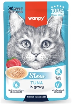 Wanpy Cat Stew Tuna in Gravy 70g - vådfoder til katte